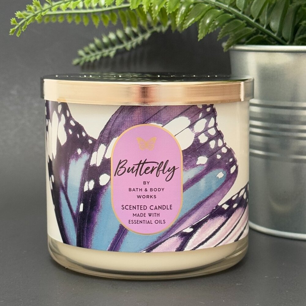BBW Butterfly Bath & Body Works 3 Wick Candle